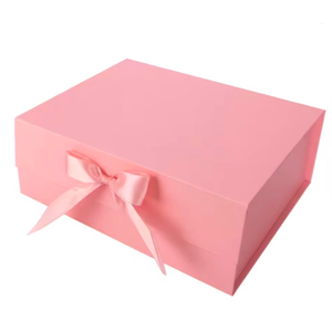 FLAT-PACKED GIFT BOX with RIBBON