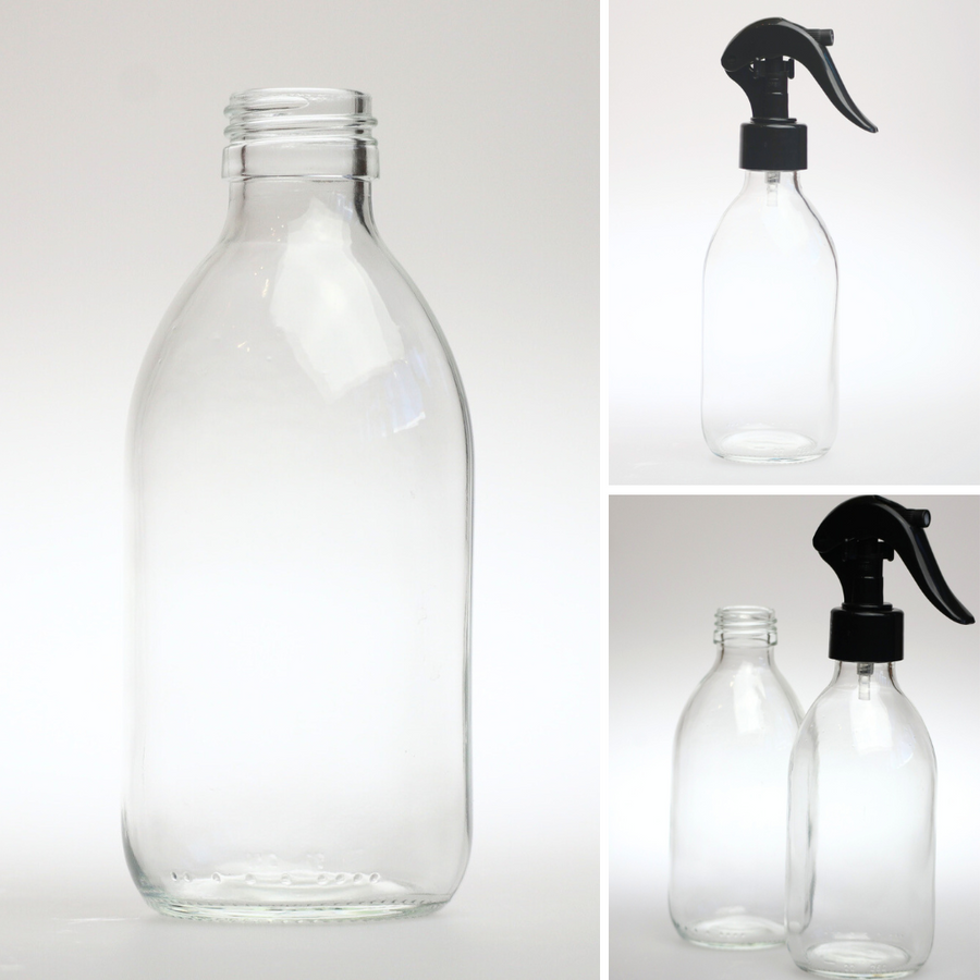 ROUND CLEAR GLASS BOTTLE - Eco Candle Project 