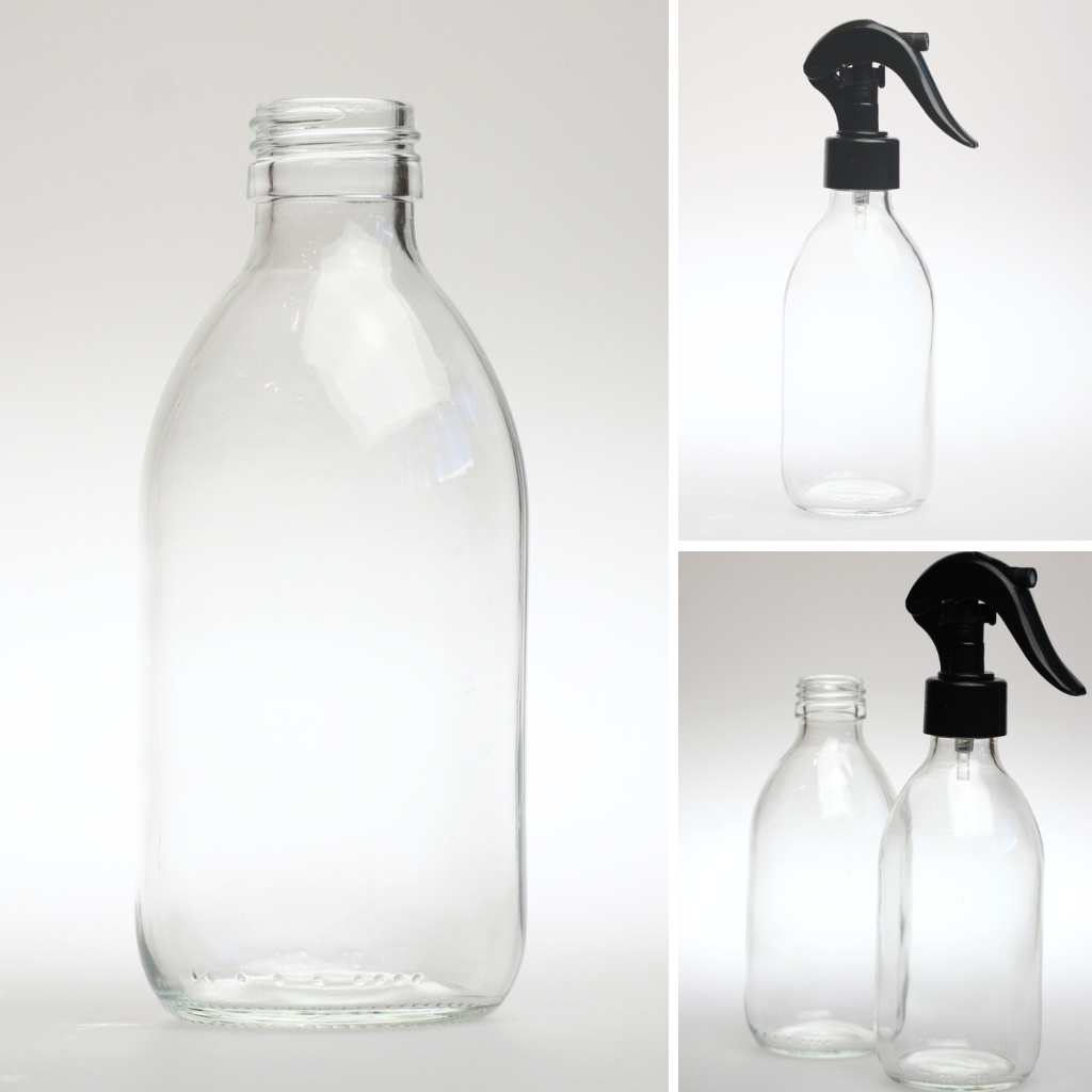 ROUND CLEAR GLASS BOTTLE