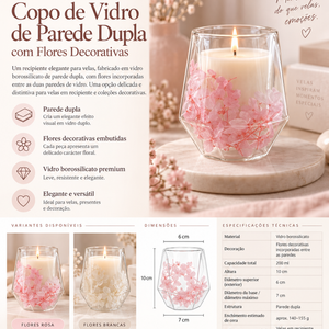 BOROSILICATE GLASS CANDLE JAR WITH FLOWERS
