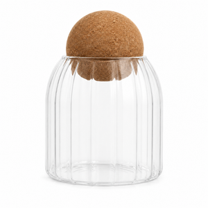 <tc>FRASCO DE VIDRO TEXTURIZADO COM TAMPA CORTIÇA</tc>