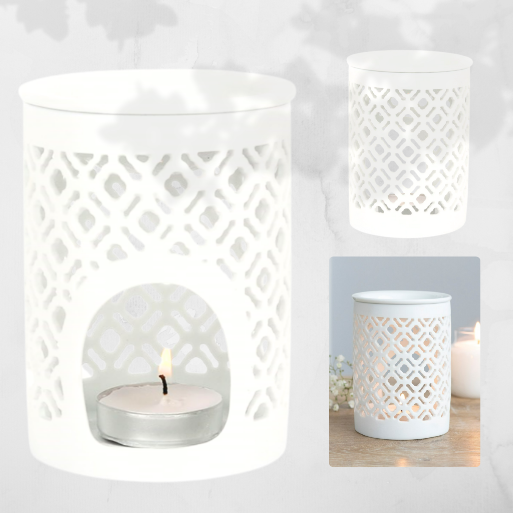 WHITE MATTE LATTICE WAXMELT BURNER