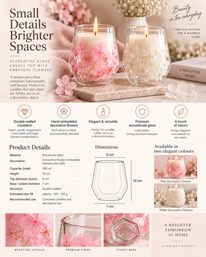 BOROSILICATE GLASS CANDLE JAR WITH FLOWERS