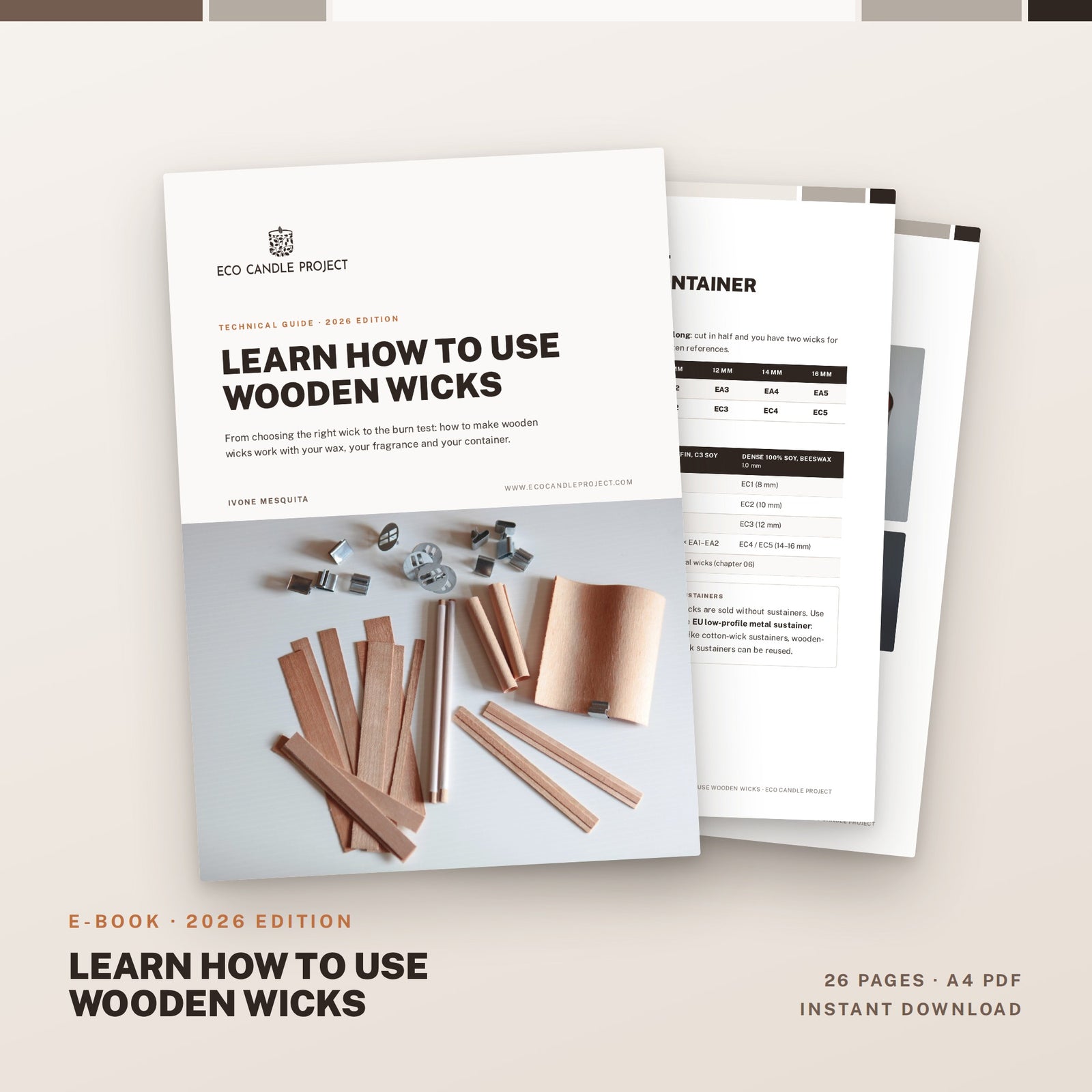 E-book Learn How to Use Wooden Wicks, 2026 edition — Eco Candle Project