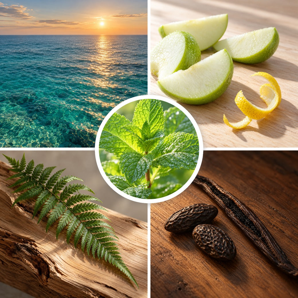 MINT & TONKA (formerly VERSERA) fragrance oil - mint, green apple, lemon, fern, cedar, tonka bean and vanilla - Eco Candle Project