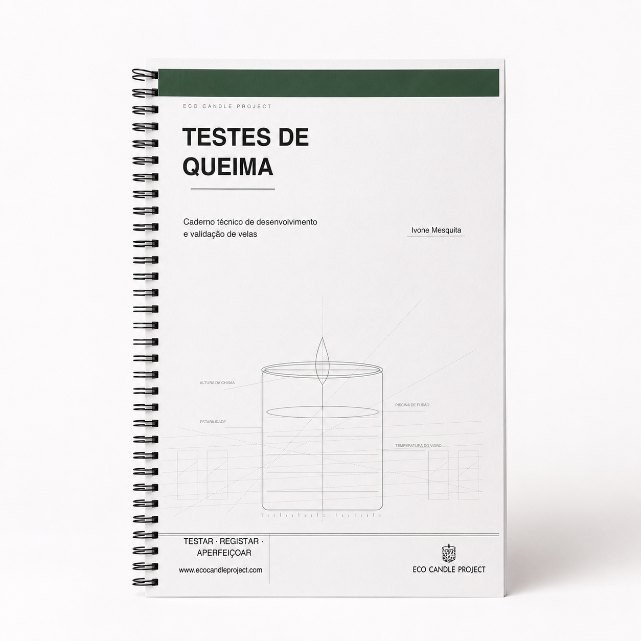 CADERNO DE TESTES DE QUEIMA-REGISTO TÉCNICO PARA VELAS