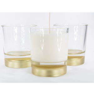 The 1993 LUXURY CLEAR/GOLD CANDLE GLASS - Eco Candle Project 